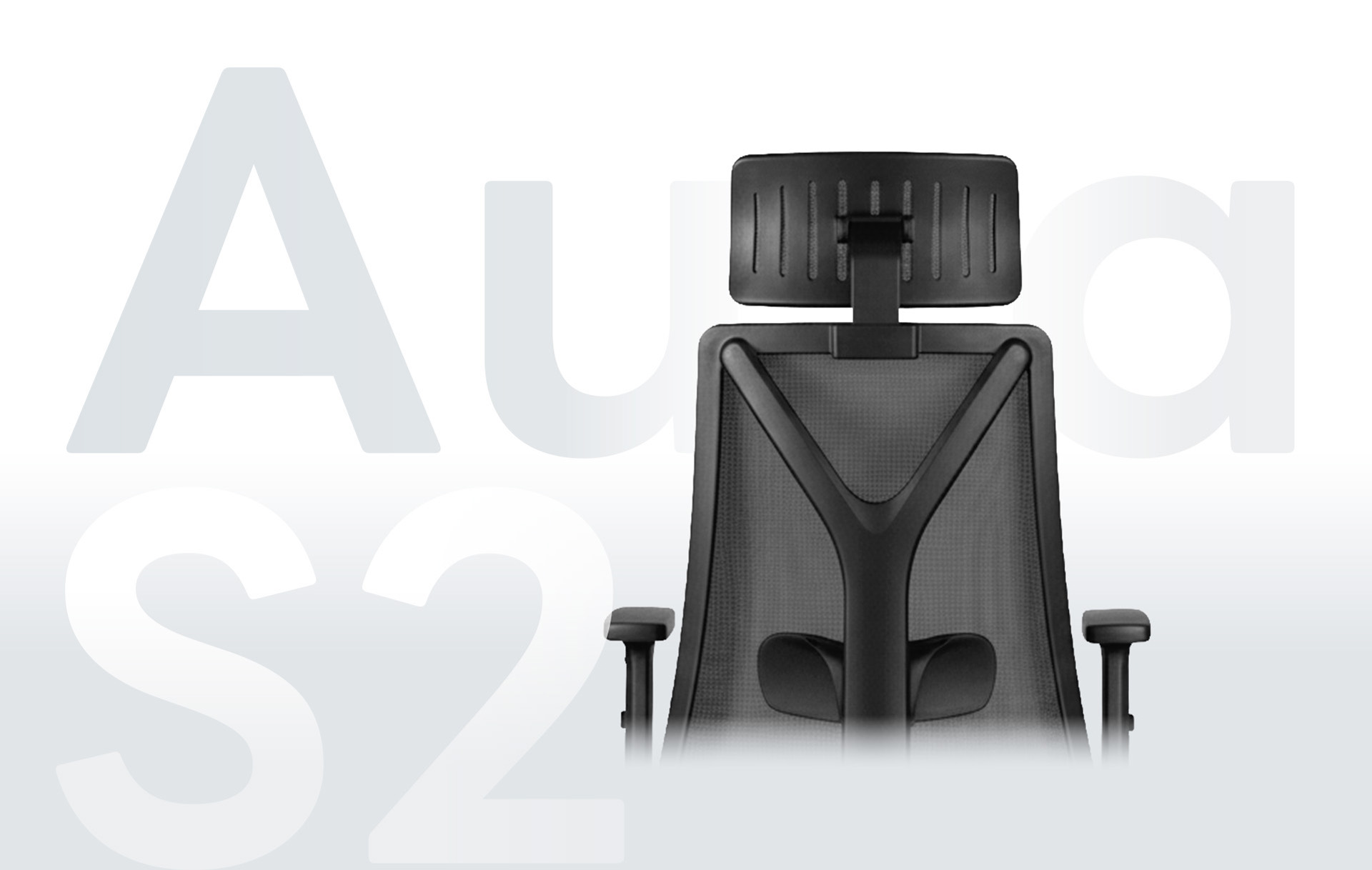 Aura S2 人體工學椅黑色款背面特寫，高透氣網布椅背
